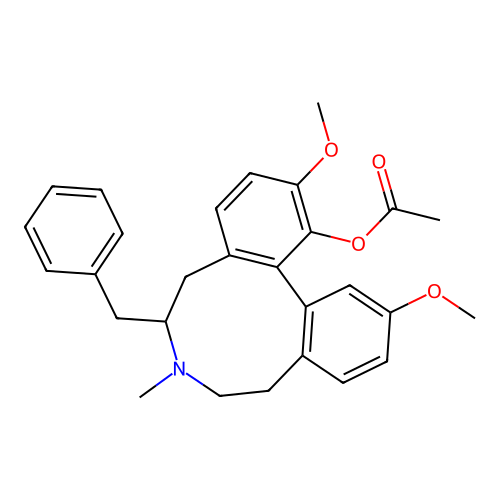 (-)-1-Acetoxy-6-benzyl-2,12-dimethoxy-7-methyl-5,6,8,9-tetrahydro-7H-dibenz(d,f)azonine structure