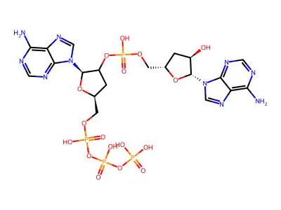 (2'-5')-3'-Deoxyadenosine triphosphate-3'-deoxyadenosine monophosphate structure