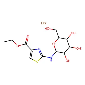4-Thiazolecarboxylic acid, 2-(beta-D-glucopyranosylamino)-, ethyl ester, monohydrobromide structure