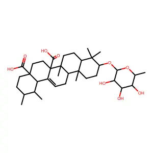 Urs-12-ene-27,28-dioic acid, 3-((6-deoxy-alpha-L-galactopyranosyl)oxy)-, (3beta)- structure
