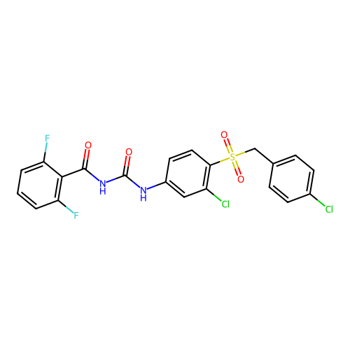 N-({3-Chloro-4-[(4-chlorobenzyl)sulfonyl]phenyl}carbamoyl)-2,6-difluorobenzamide structure