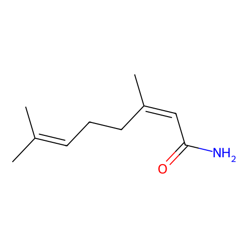 (2Z)-3,7-dimethylocta-2,6-dienamide structure