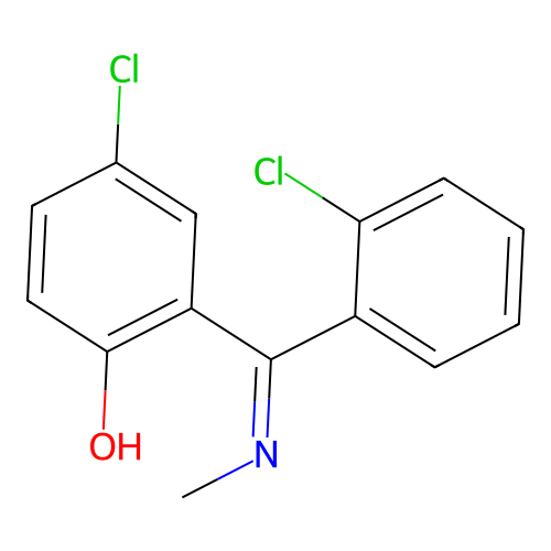 2-(Methylimino-(2-chlorophenyl)methyl)-4-chlorophenol structure