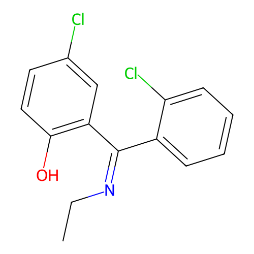 2-(Ethylimino-(2-chlorophenyl)methyl)-4-chlorophenol structure