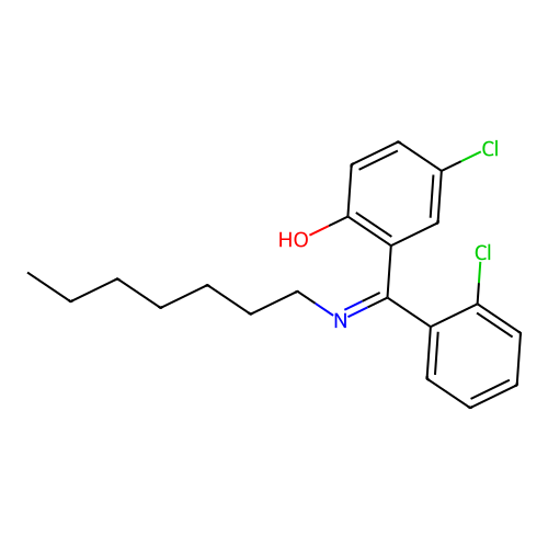 2-(Heptylimino-(2-chlorophenyl)methyl)-4-chlorophenol structure