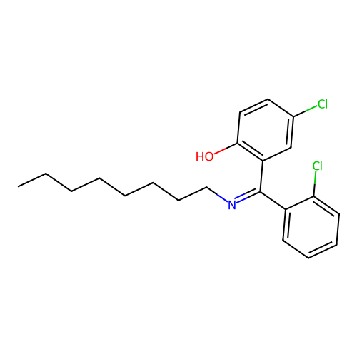 2-(Octylimino-(2-chlorophenyl)methyl)-4-chlorophenol structure