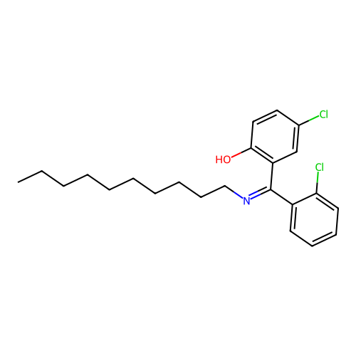 4-Chloro-2-((2-chlorophenyl)(decylimino)methyl)phenol structure