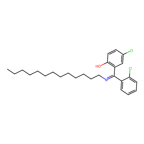 2-(Tridecylimino-(2-chlorophenyl)methyl)-4-chlorophenol structure