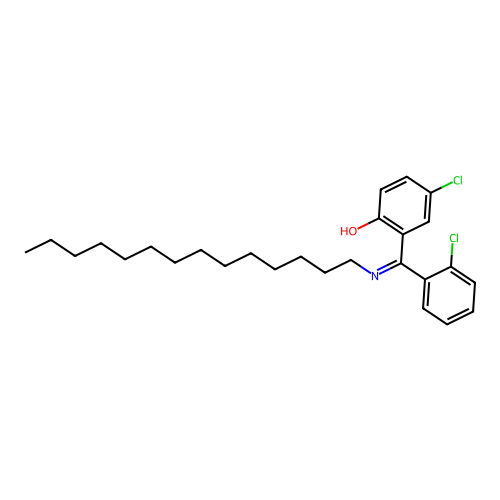 2-(Tetradecylimino-(2-chlorophenyl)methyl)-4-chlorophenol structure