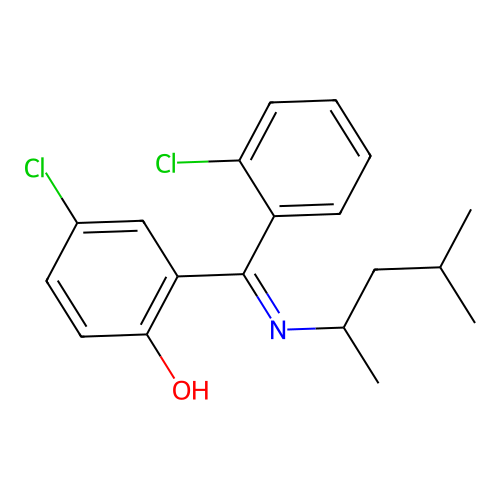 2-((1,3-Dimethylbutyl)imino-(2-chlorophenyl)methyl)-4-chlorophenol structure
