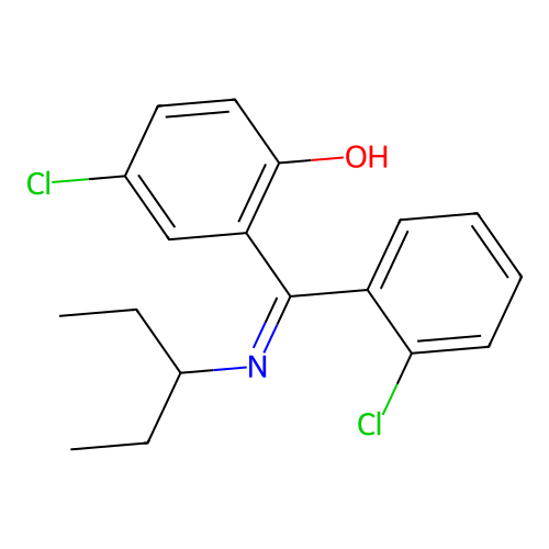 2-((1-Ethylpropyl)imino-(2-chlorophenyl)methyl)-4-chlorophenol structure