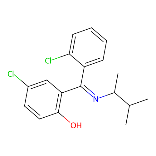 2-((1,2-Dimethylpropyl)imino-(2-chlorophenyl)methyl)-4-chlorophenol structure