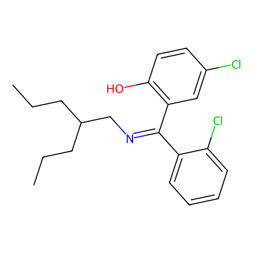 2-((2-Propylpentyl)imino-(2-chlorophenyl)methyl)-4-chlorophenol structure