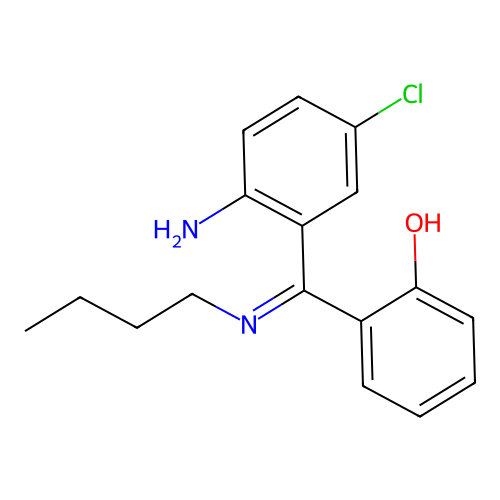 2-(Butylimino-(2-amino-5-chlorophenyl)methyl)phenol structure