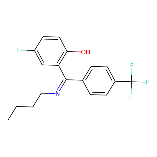 2-((Butylimino)(4-(trifluoromethyl)phenyl)methyl)-4-fluorophenol structure