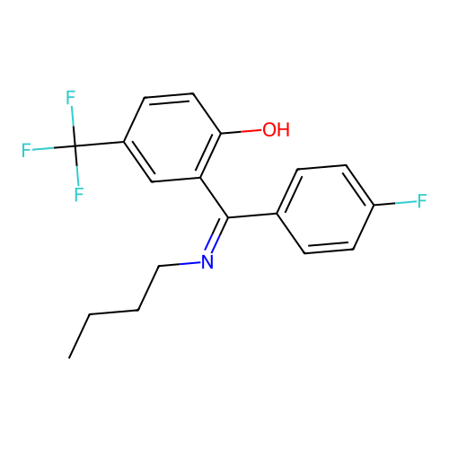 2-((Butylimino)(4-fluorophenyl)methyl)-4-(trifluoromethyl)phenol structure