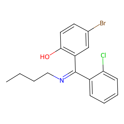 4-Bromo-2-((butylimino)(2-chlorophenyl)methyl)phenol structure