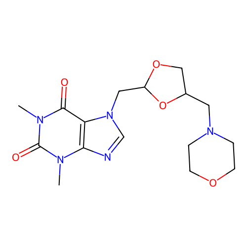 4-Morpholinomethyl-2-(7'-theophyllinylmethyl)-dioxolane structure