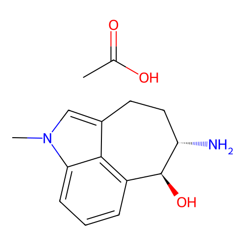 1H-Cyclohept(c,d)indol-6-ol, 3,4,5,6-tetrahydro-5-amino-1-methyl-, trans-(+-)-, acetate (salt) structure