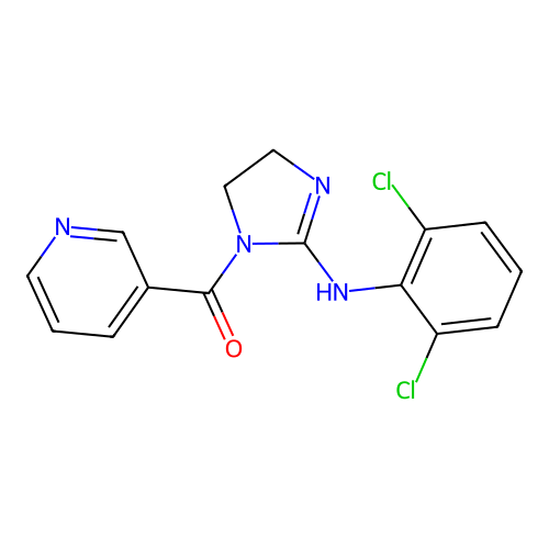 1H-Imidazol-2-amine, 4,5-dihydro-N-(2,6-dichlorophenyl)-1-(3-pyridinylcarbonyl)- structure