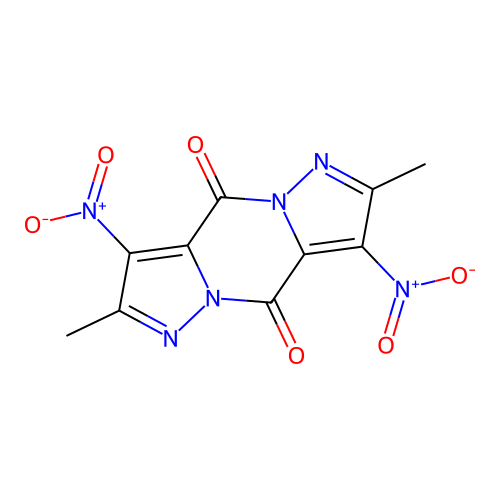 2,7-Dimethyl-3,8-dinitro-4H,9H-dipyrazolo(1,5-A:1',5'-D)pyrazine-4,9-dione structure