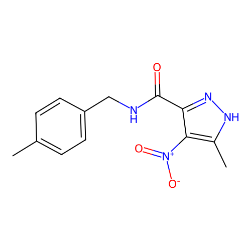 1H-Pyrazole-3-carboxamide, 5-methyl-N-((4-methylphenyl)methyl)-4-nitro- structure