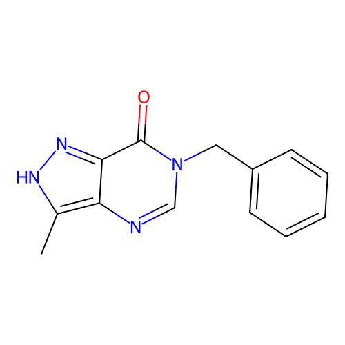 7H-Pyrazolo(4,3-d)pyrimidin-7-one, 1,6-dihydro-3-methyl-6-(phenylmethyl)- structure