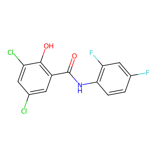 3,5-Dicl-2',4'-difluoro salicylanilide structure