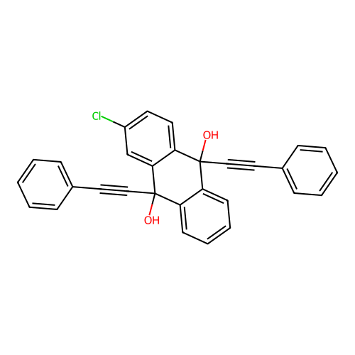 2-Chloro-9,10-bis(2-phenylethynyl)anthracene-9,10-diol structure