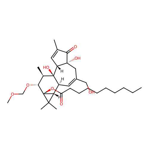 Decanoic acid, (1aR,1bS,4aR,7aS,7bS,8R,9R,9aS)-1,1a,1b,4,4a,5,7a,7b,9,9-decahydro-4a,7b-dihydroxy-3-(hydroxymethyl)-9-(methoxymethoxy)-1,1,6,8-tetramethyl-5-oxo-9ah-cyclopropa(3,4)benz(1,2-E)azulen-9a-yl ester structure