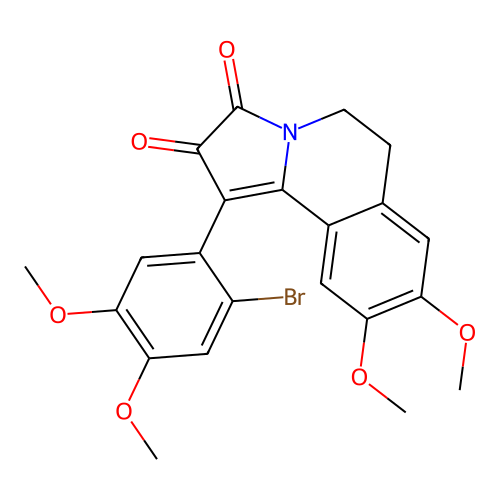1-(2-bromo-4,5-dimethoxyphenyl)-8,9-dimethoxy-5,6-dihydropyrrolo[2,1-a]isoquinoline-2,3-dione structure