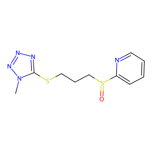 Pyridine, 2-((3-((1-methyl-1H-tetrazol-5-yl)thio)propyl)sulfinyl)- structure