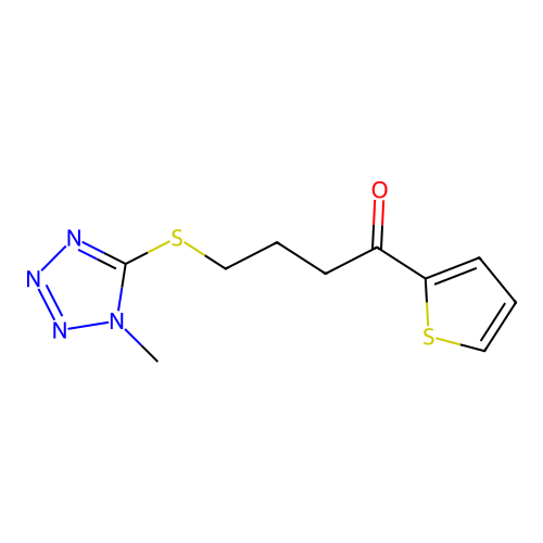 1-Butanone, 4-((1-methyl-1H-tetrazol-5-yl)thio)-1-(2-thienyl)- structure