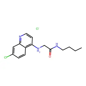 Acetamide, N-butyl-2-(7-chloro-4-quinolylamino)-, monohydrochloride structure