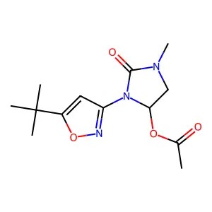 3-(5-tert-Butyl-1,2-oxazol-3-yl)-1-methyl-2-oxoimidazolidin-4-yl acetate structure