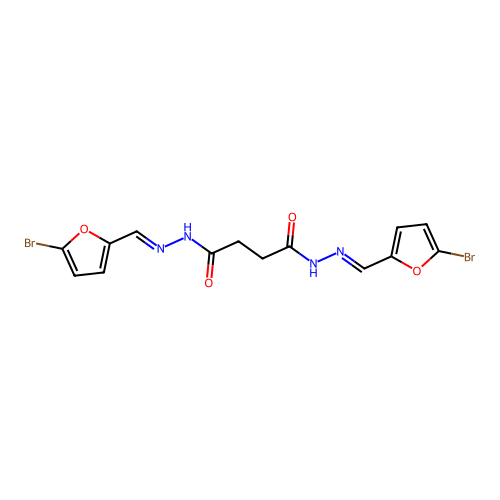 N'~1~,N'~4~-bis[(E)-(5-bromofuran-2-yl)methylidene]butanedihydrazide structure