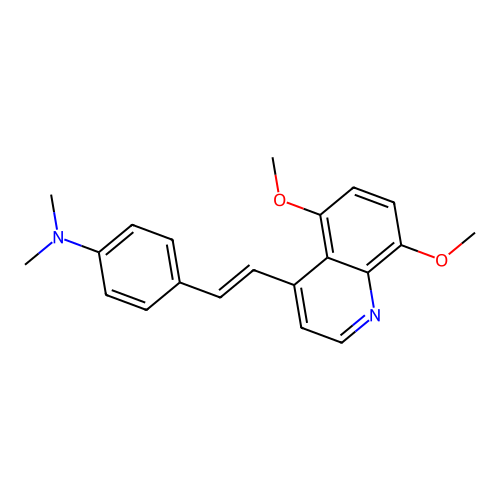 4-[2-(5,8-dimethoxyquinolin-4-yl)ethenyl]-N,N-dimethylaniline structure