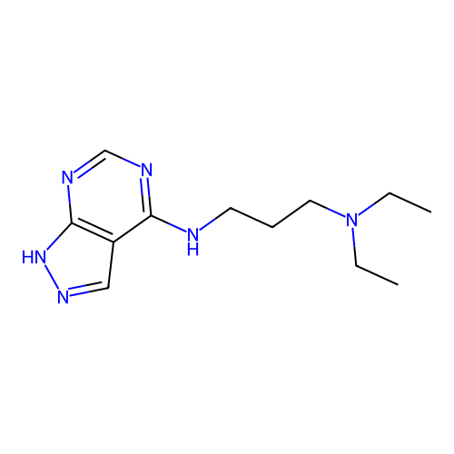 N,N-diethyl-N'-(2H-pyrazolo[3,4-d]pyrimidin-4-yl)propane-1,3-diamine structure