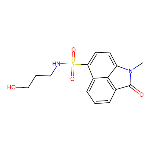 N-(3-hydroxypropyl)-1-methyl-2-oxo-1,2-dihydrobenzo[cd]indole-6-sulfonamide structure