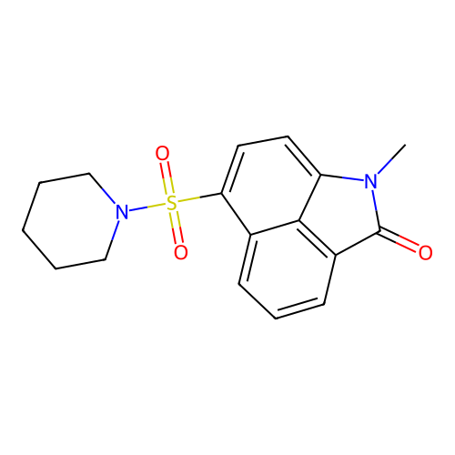 1-methyl-6-(1-piperidinylsulfonyl)benzo[cd]indol-2(1H)-one structure