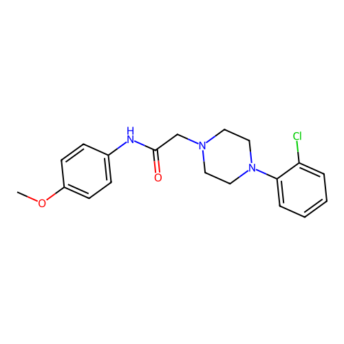 2-[4-(2-chlorophenyl)piperazin-1-yl]-N-(4-methoxyphenyl)acetamide structure