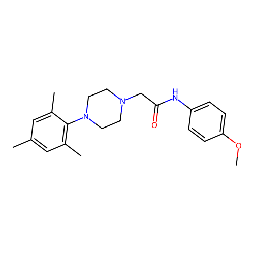 N-(4-methoxyphenyl)-2-[4-(2,4,6-trimethylphenyl)piperazin-1-yl]acetamide structure