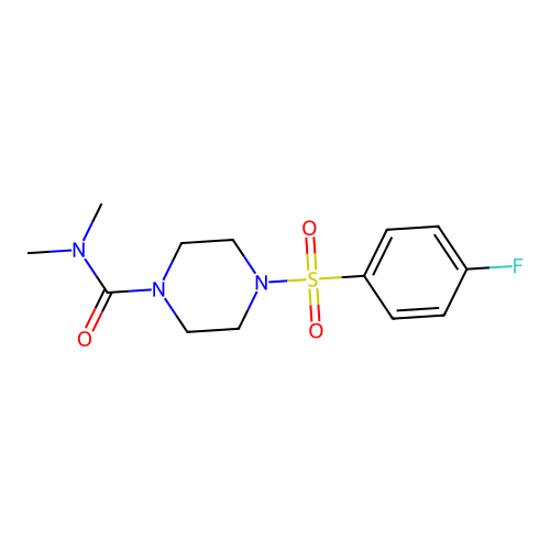 4-(4-fluorophenyl)sulfonyl-N,N-dimethylpiperazine-1-carboxamide structure