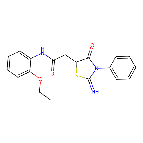N-(2-ethoxyphenyl)-2-(2-imino-4-oxo-3-phenyl-1,3-thiazolidin-5-yl)acetamide structure