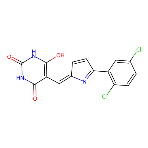 5-[[5-(2,5-Dichlorophenyl)-2-pyrrolyl]methylene]pyrimidine-2,4,6(1H,3H,5H)-trione structure