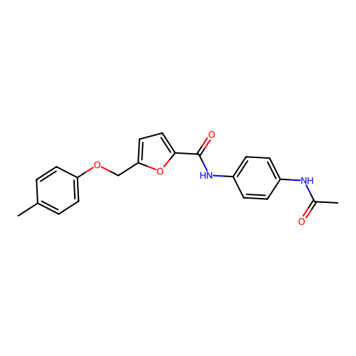 N-(4-acetamidophenyl)-5-[(4-methylphenoxy)methyl]furan-2-carboxamide structure