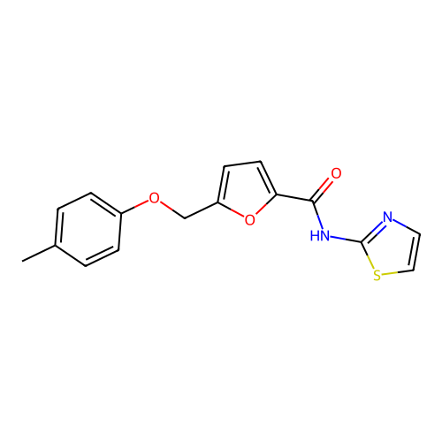 5-[(4-methylphenoxy)methyl]-N-(1,3-thiazol-2-yl)furan-2-carboxamide structure