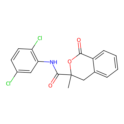 N-(2,5-dichlorophenyl)-3-methyl-1-oxo-3,4-dihydro-1H-isochromene-3-carboxamide structure