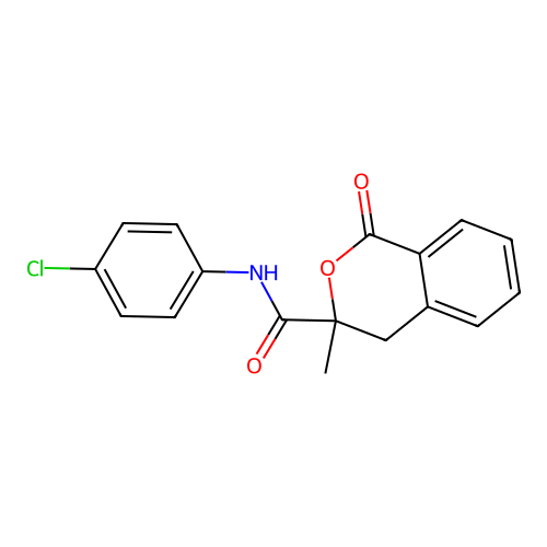 N-(4-chlorophenyl)-3-methyl-1-oxo-3,4-dihydro-1H-isochromene-3-carboxamide structure