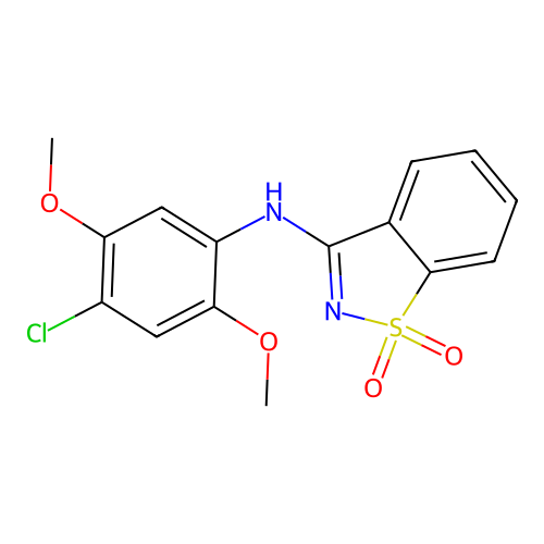 N-(4-chloro-2,5-dimethoxyphenyl)-N-(1,1-dioxido-1,2-benzisothiazol-3-yl)amine structure